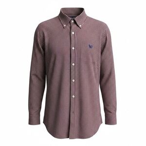 Chaps Easy Care Mens XL Red Navy Plaid Long Sleeve Button Up Dress Shirt